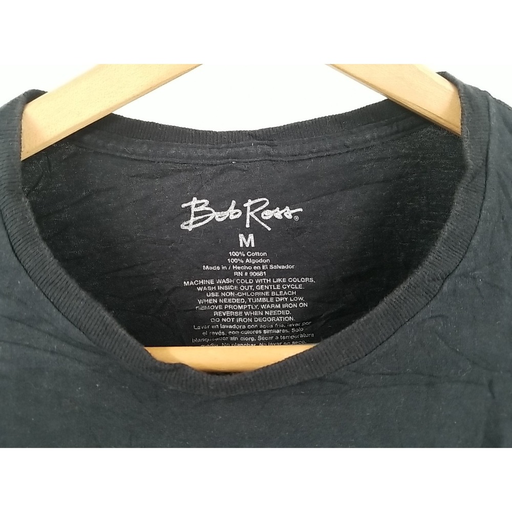 Bob Ross No Mistakes Just Happy Accidents Graphic T-Shirt Black Mens Medium - Picture 5 of 6